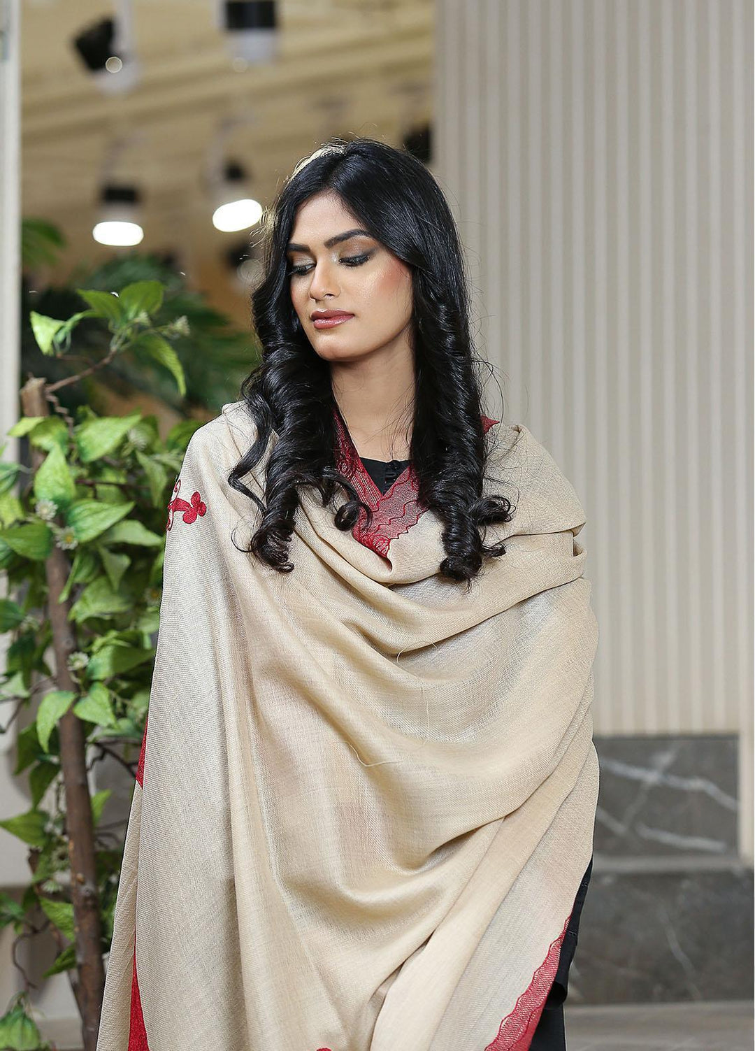 Sanaulla Exclusive Range  Pashmina  KPS 781 D-49 L Brown - Women Shawls