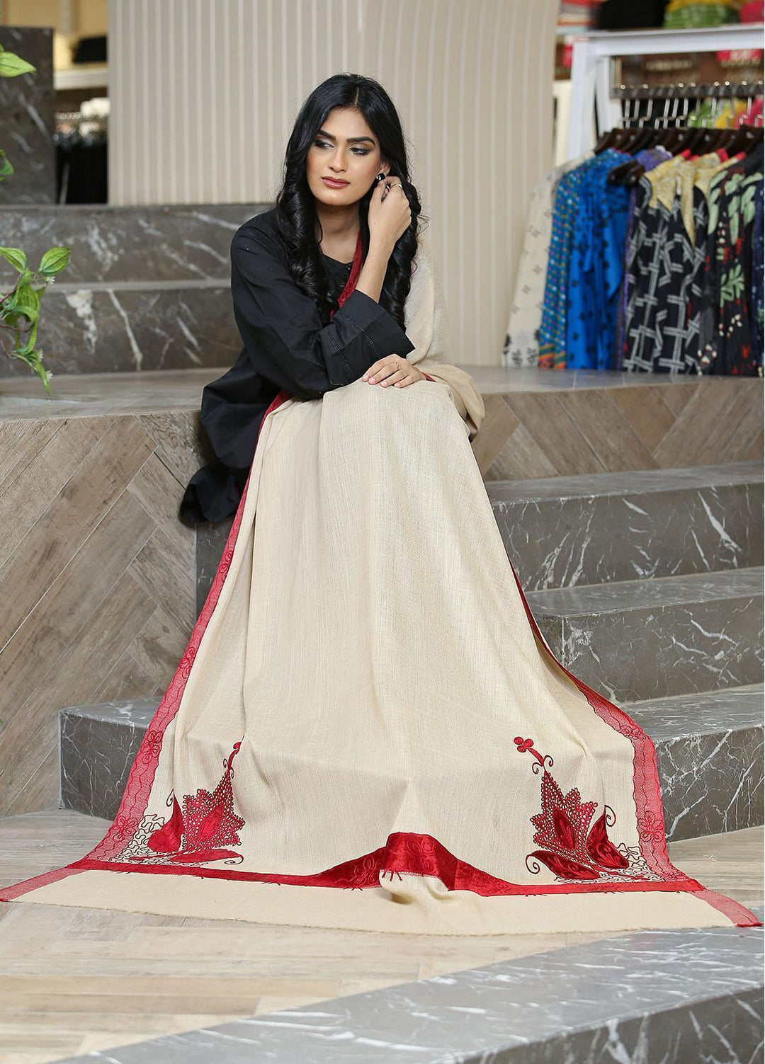 Sanaulla Exclusive Range  Pashmina  KPS 781 D-49 L Brown - Women Shawls