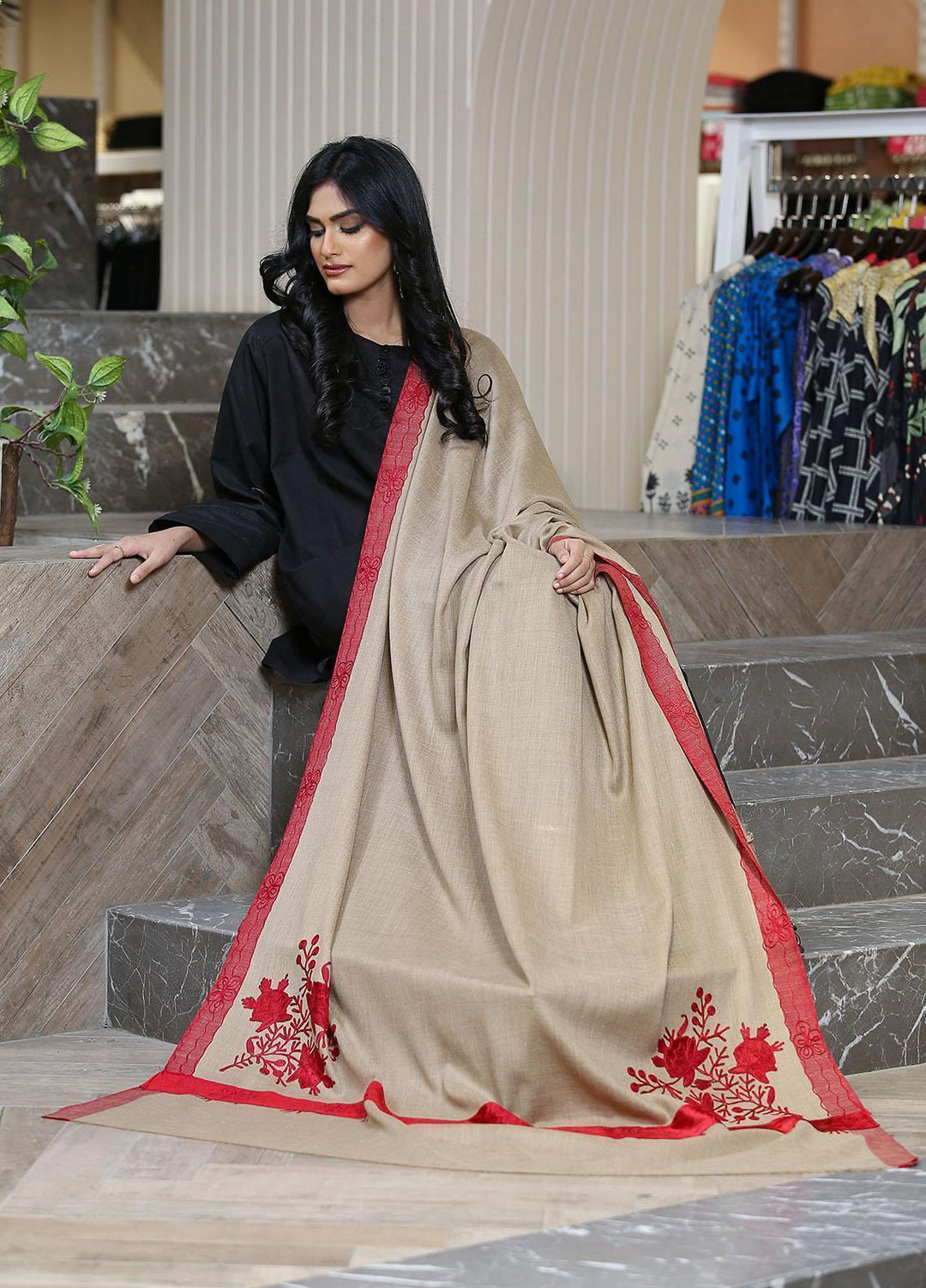 Sanaulla Exclusive Range  Pashmina  KPS 781 D-49 Brown - Women Shawls