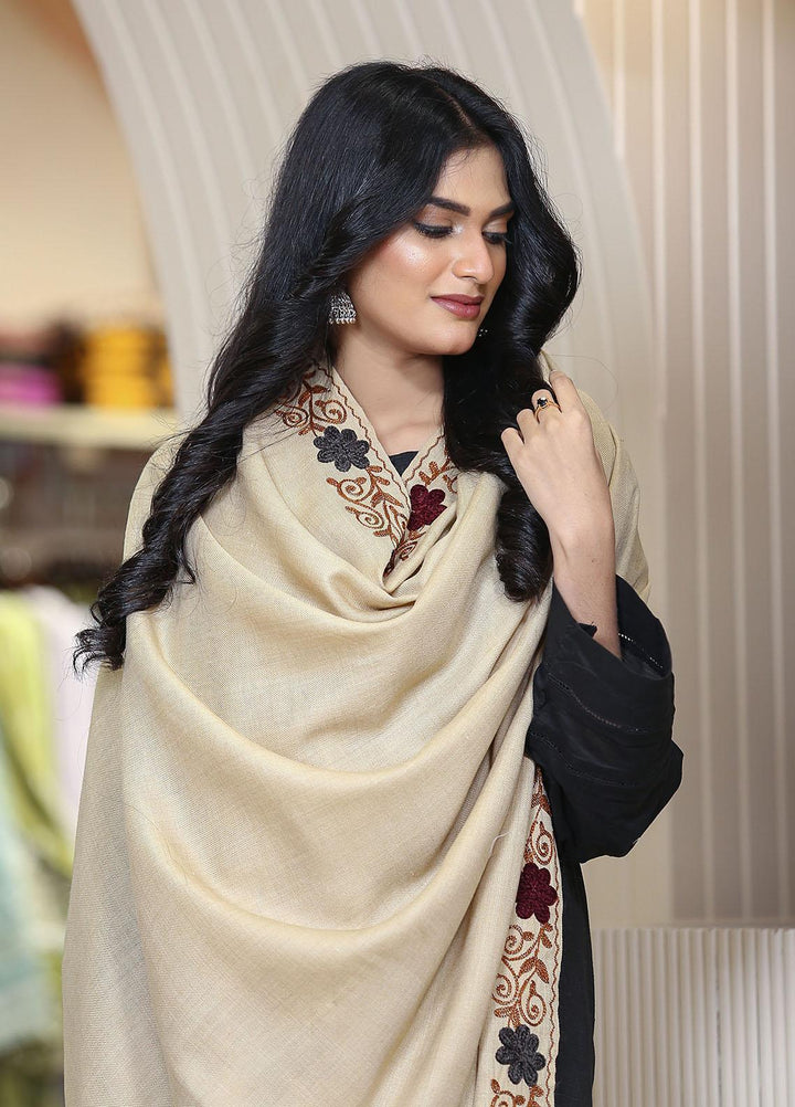 Sanaulla Exclusive Range  Pashmina  KPS 781 D-55 Fawn 1 - Women Shawls
