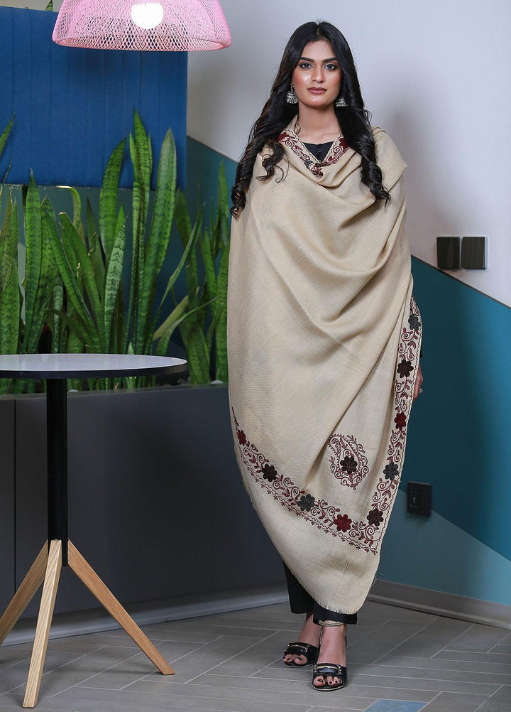 Sanaulla Exclusive Range  Pashmina  KPS 781 D-55 Fawn 2 - Women Shawls
