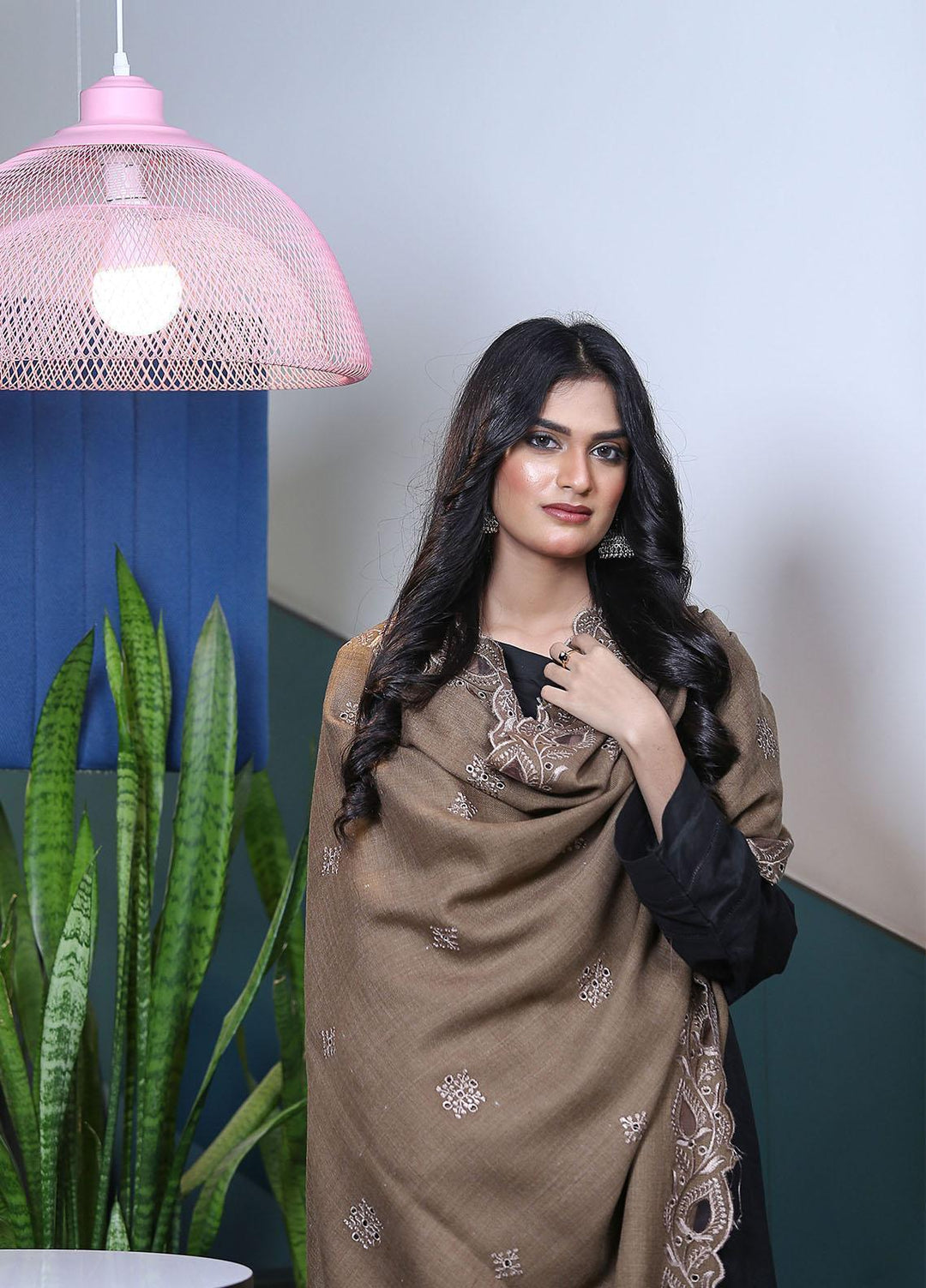 Sanaulla Exclusive Range  Pashmina  Mama D-24 D Brown - Women Shawls