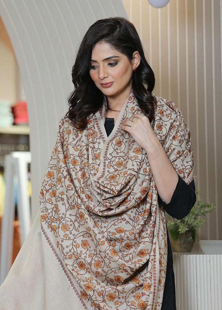 Sanaulla Exclusive Range  Pashmina  KPS 781 D-18 Beige - Women Shawls