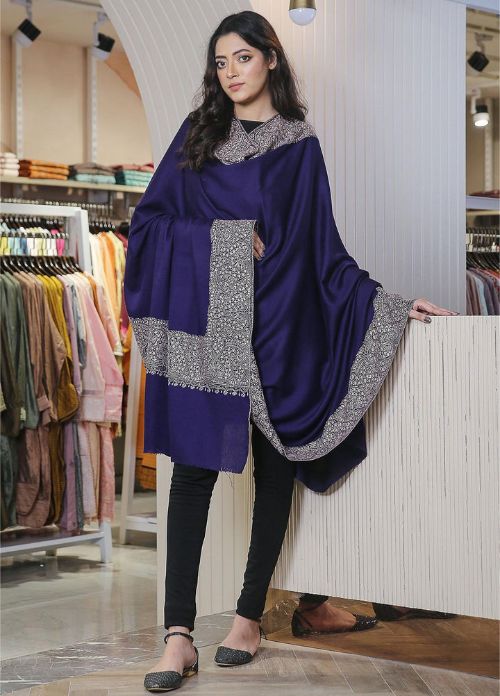 Sanaulla Exclusive Range  Pashmina  Mama D-19 Royal Blue 02 - Women Shawls