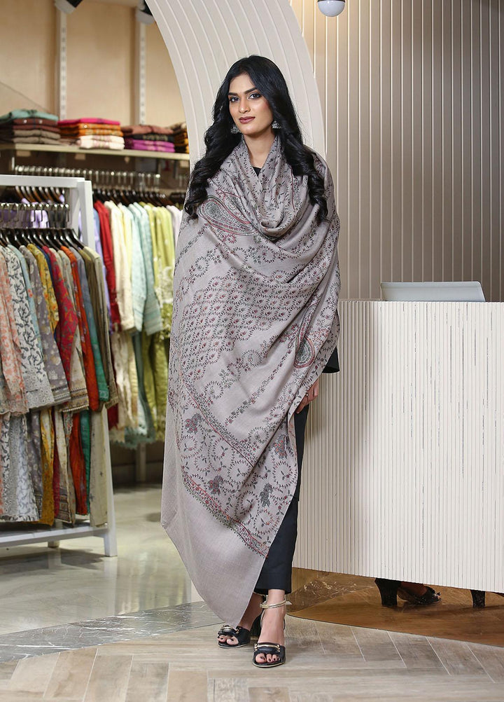 Sanaulla Exclusive Range  Pashmina  Mama D-31 Grey - Women Shawls