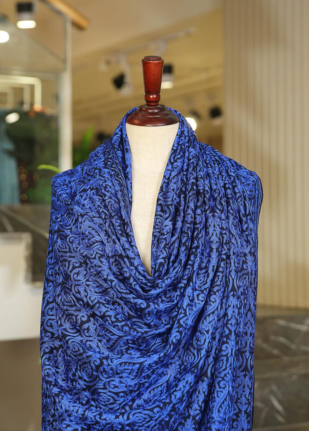 Sanaulla Exclusive Range  Pashmina  D-27 D Blue - Women Shawls
