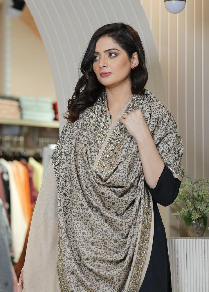 Sanaulla Exclusive Range  Pashmina  KPS 781 D-19 L Brown - Women Shawls