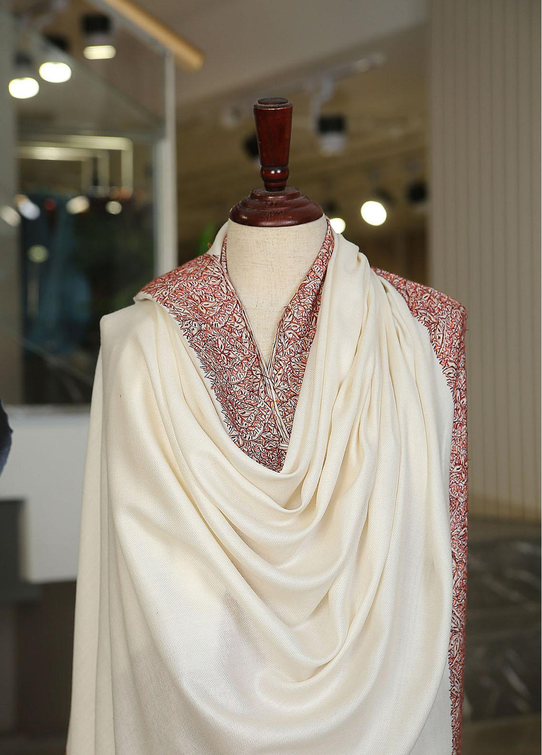 Sanaulla Exclusive Range  Pashmina  KPS 781 D-38 Off White - Women Shawls