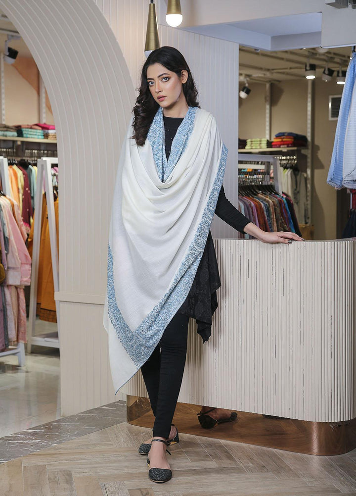 Sanaulla Exclusive Range  Pashmina  Mama D-19 Off White - Women Shawls