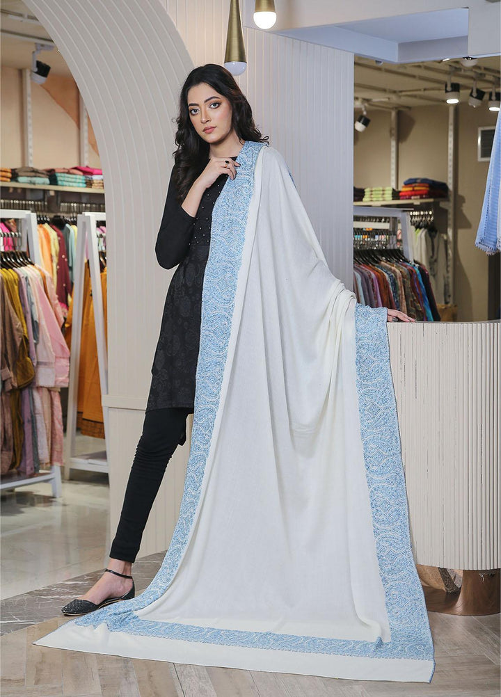 Sanaulla Exclusive Range  Pashmina  Mama D-19 Off White - Women Shawls