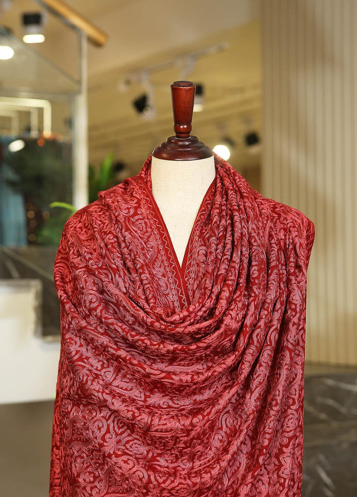 Sanaulla Exclusive Range  Pashmina  D-27 Red - Women Shawls