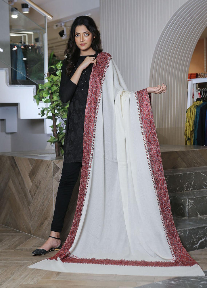Sanaulla Exclusive Range  Pashmina  Mama D-19 Off White 01 - Women Shawls