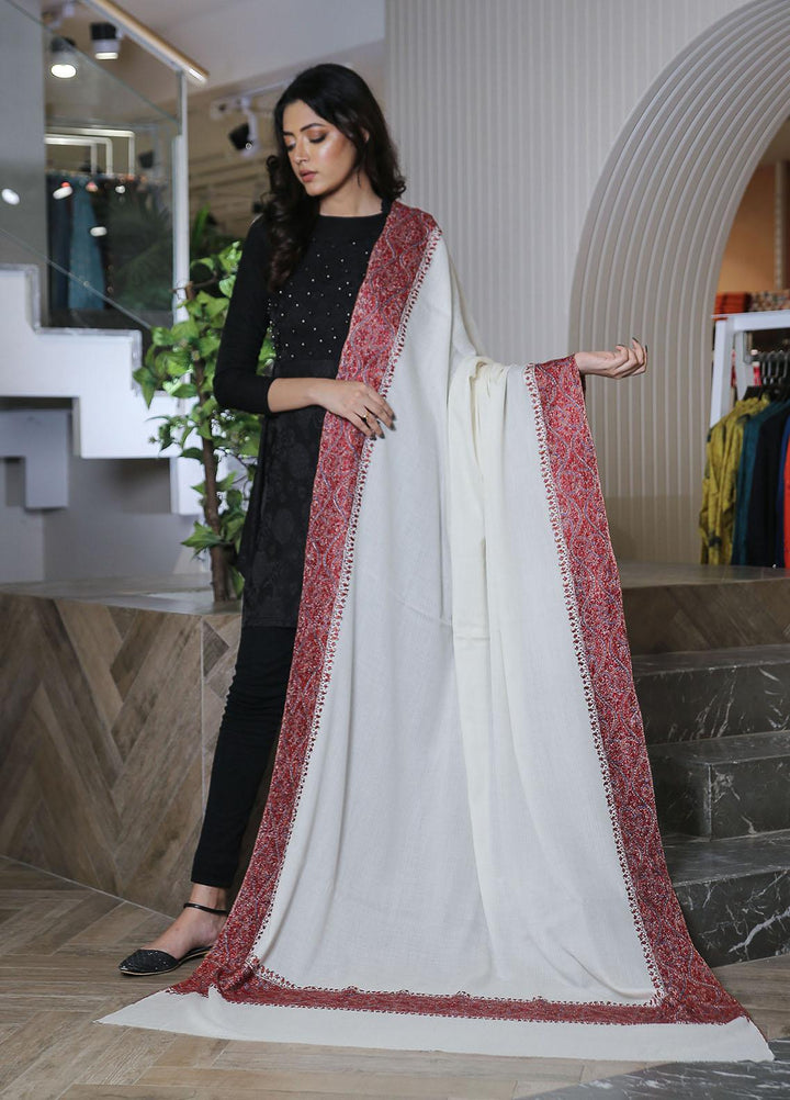 Sanaulla Exclusive Range  Pashmina  Mama D-19 Off White 01 - Women Shawls
