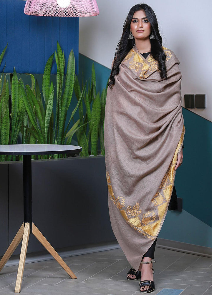 Sanaulla Exclusive Range  Pashmina  Mama D-40 Brown - Women Shawls