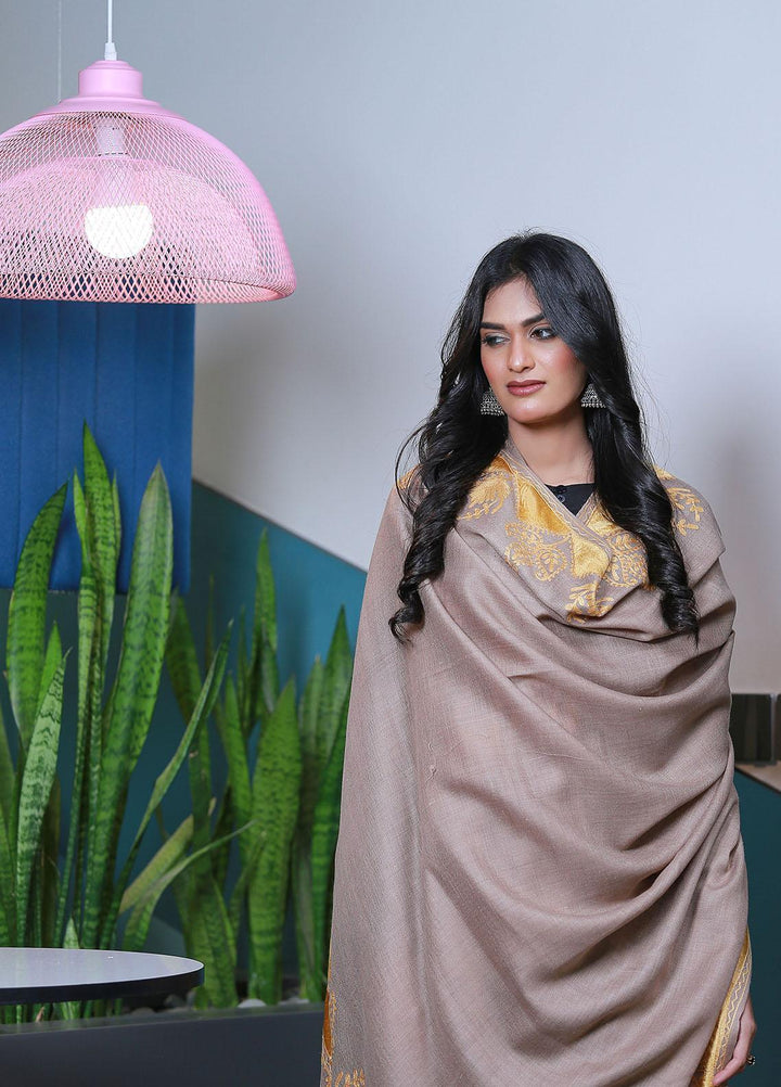 Sanaulla Exclusive Range  Pashmina  Mama D-40 Brown - Women Shawls