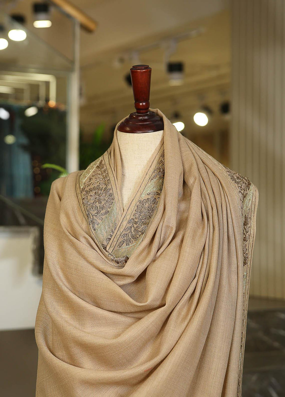 Sanaulla Exclusive Range  Pashmina  D-33 L Brown - Women Shawls