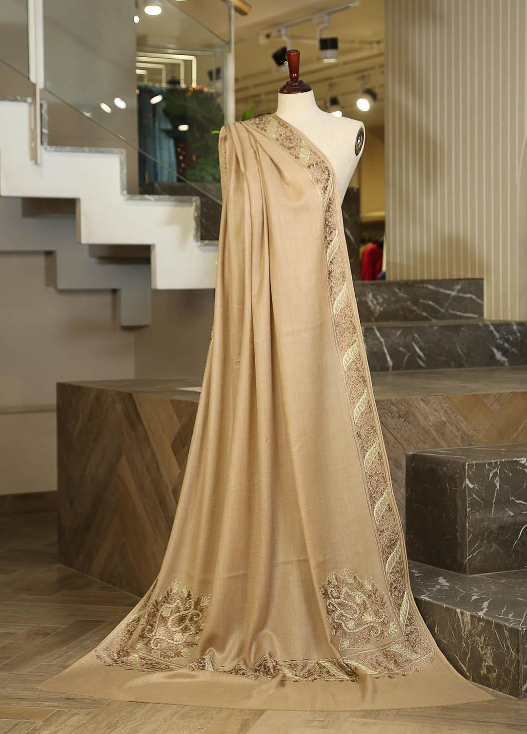 Sanaulla Exclusive Range  Pashmina  D-33 L Brown - Women Shawls