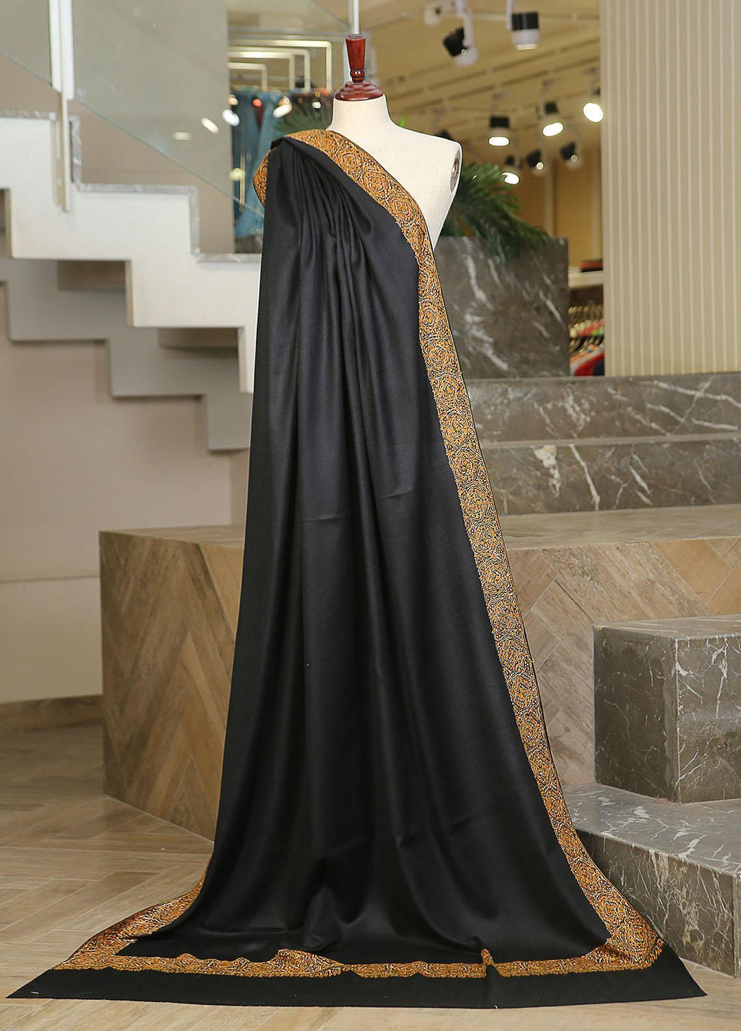 Sanaulla Exclusive Range  Pashmina  KPS 781 D-38 Black - Women Shawls