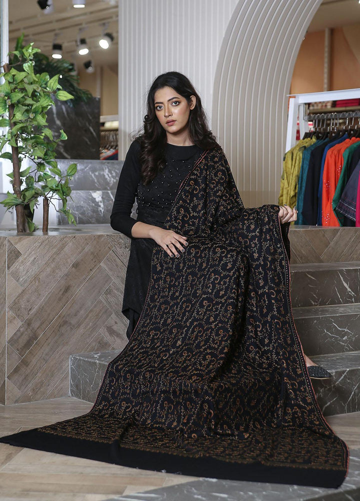 Sanaulla Exclusive Range  Pashmina  Mama D-20 Black 01 - Women Shawls