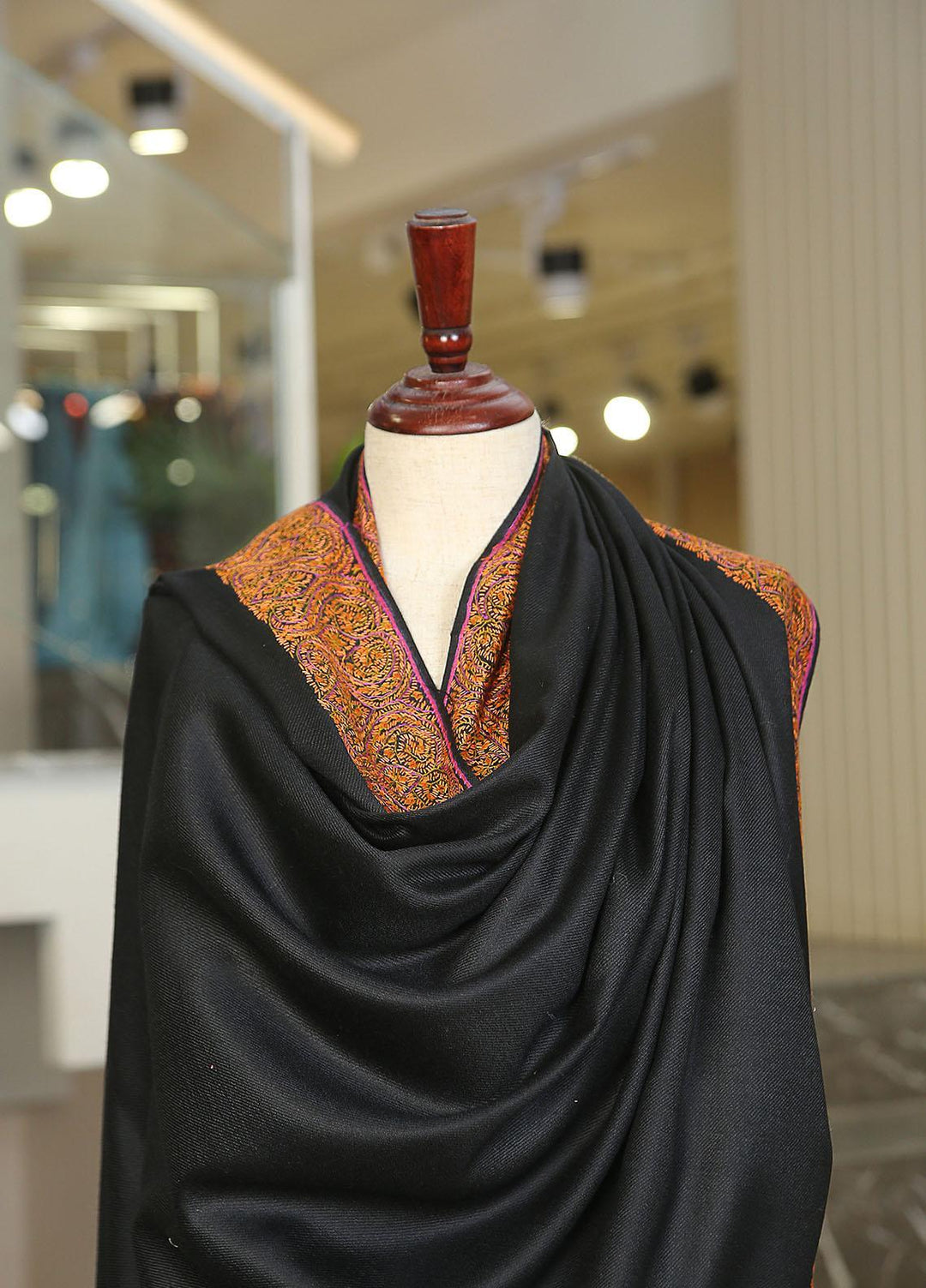 Sanaulla Exclusive Range  Pashmina  KPS 781 D-38 Black 1 - Women Shawls