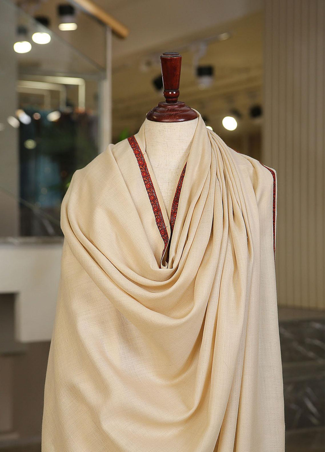 Sanaulla Exclusive Range  Pashmina  Mama D-37 Fawn 01 - Women Shawls