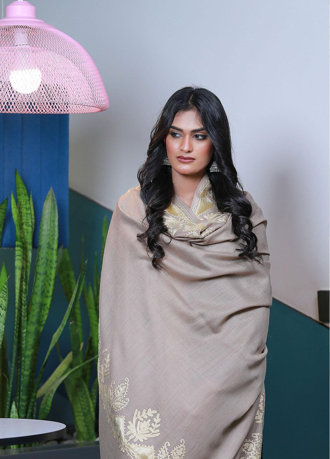 Sanaulla Exclusive Range  Pashmina  Mama D-40 Brown 04 - Women Shawls