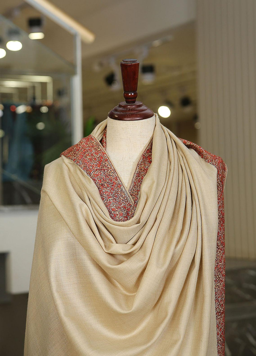 Sanaulla Exclusive Range  Pashmina  KPS 781 D-38 Beige - Women Shawls