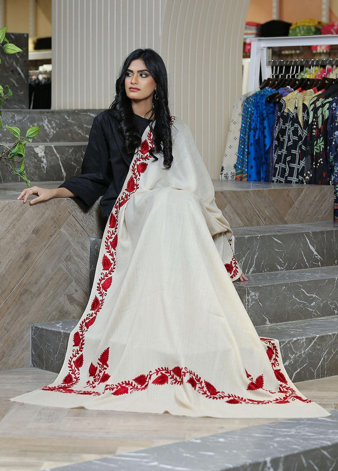 Sanaulla Exclusive Range  Pashmina  Mama D-40 Fawn - Women Shawls