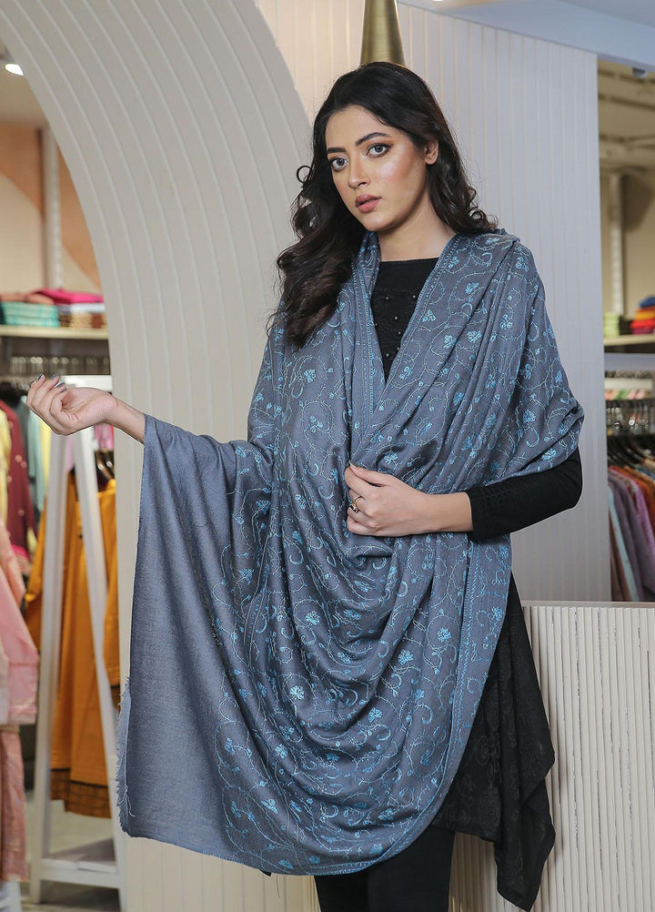 Sanaulla Exclusive Range  Pashmina  Mama D-20 Grey - Women Shawls