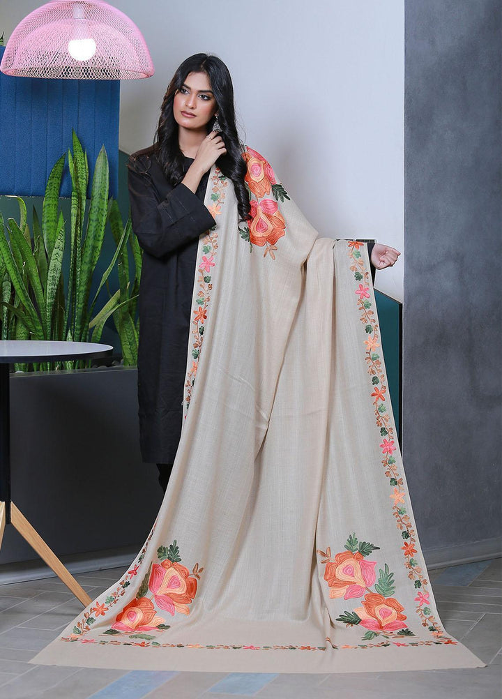 Sanaulla Exclusive Range  Pashmina  Mama D-41 Fawn 01 - Women Shawls