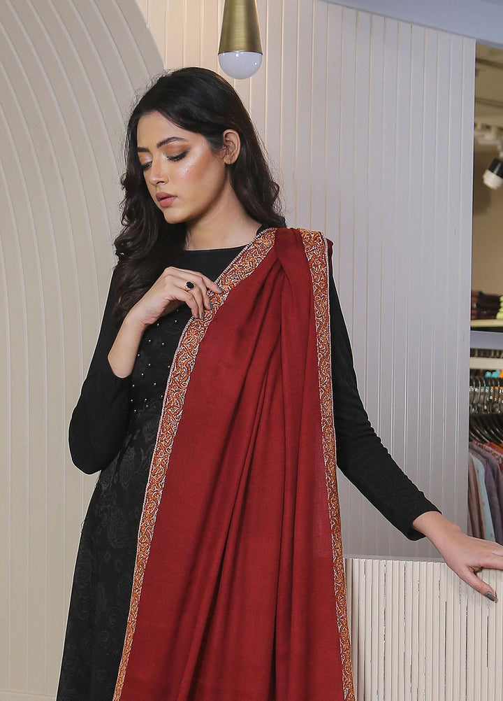 Sanaulla Exclusive Range  Pashmina  Mama D-21 Maroon - Women Shawls