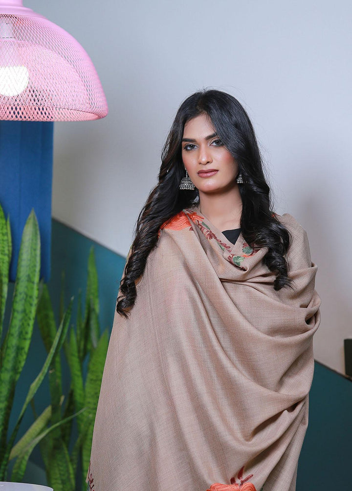Sanaulla Exclusive Range  Pashmina  Mama D-41 L Brown 01 - Women Shawls