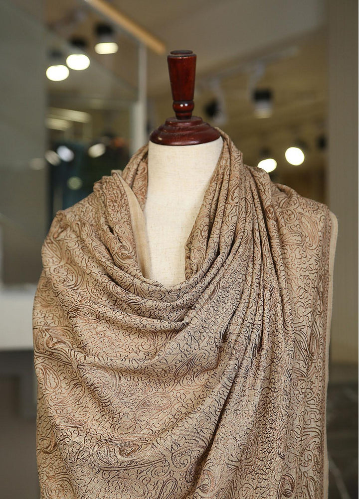 Sanaulla Exclusive Range  Pashmina  KPS 781 D-54 Fawn 2 - Women Shawls