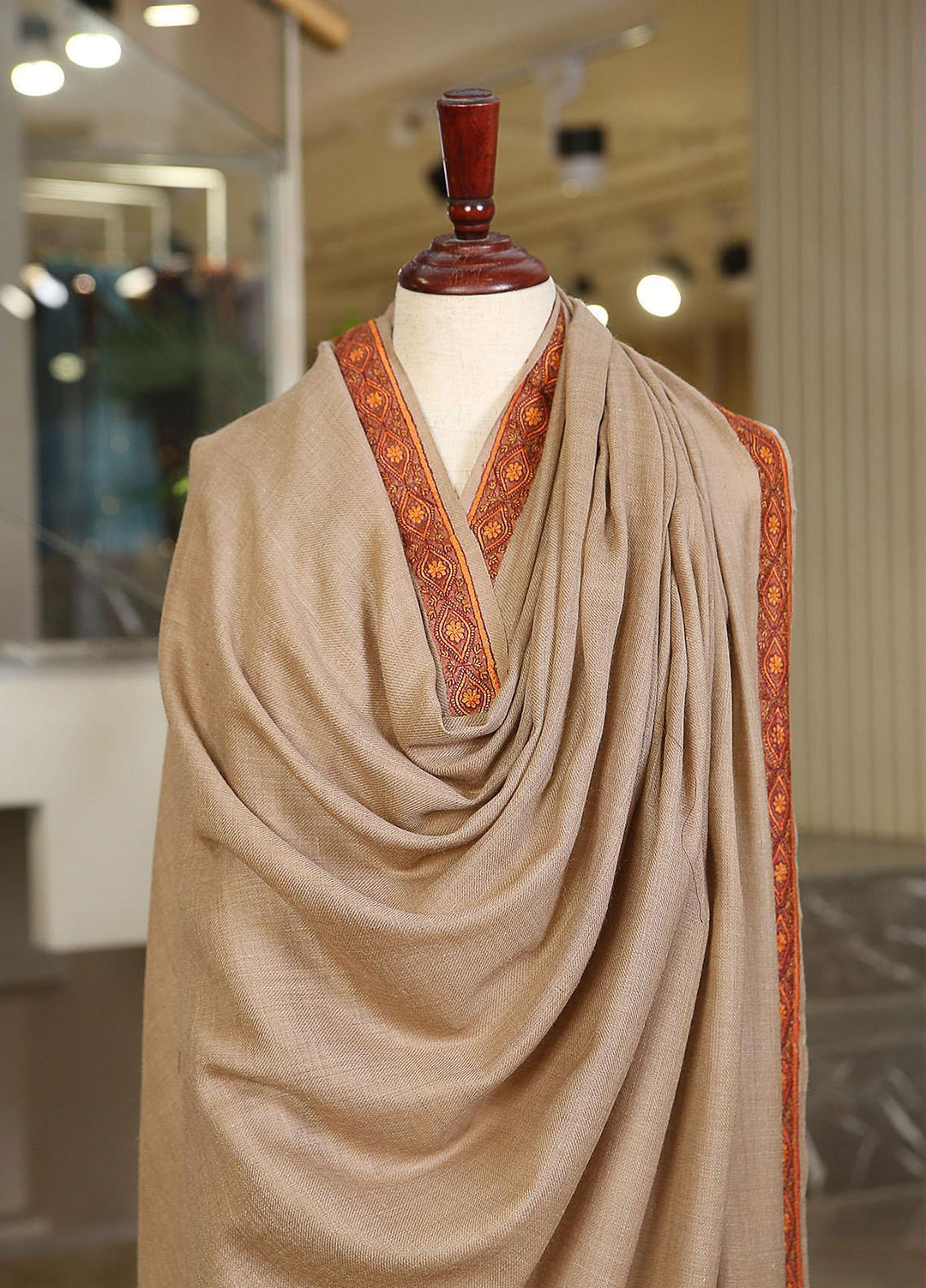 Sanaulla Exclusive Range  Pashmina  Mama D-37 D Brown - Women Shawls