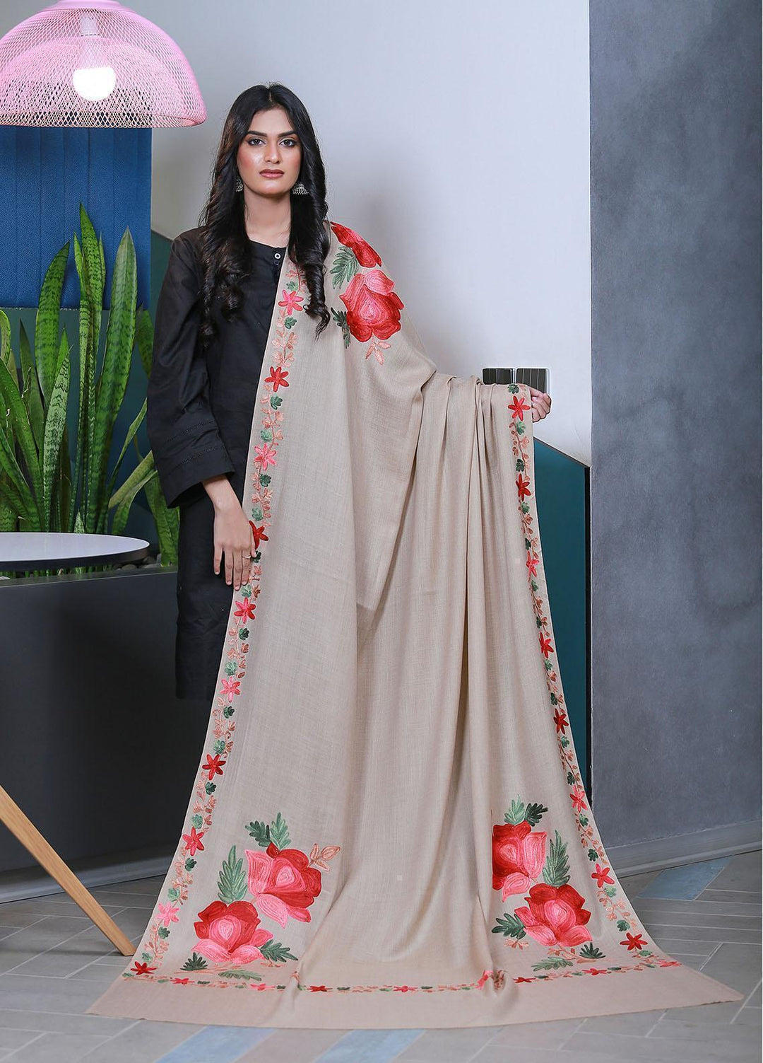 Sanaulla Exclusive Range  Pashmina  Mama D-41 L Brown 05 - Women Shawls