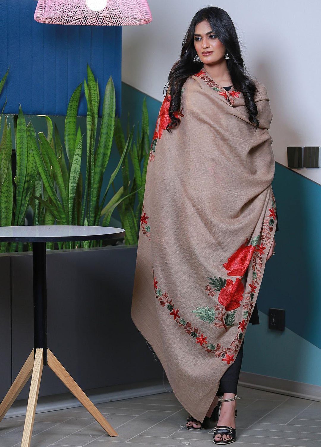 Sanaulla Exclusive Range  Pashmina  Mama D-41 L Brown 06 - Women Shawls