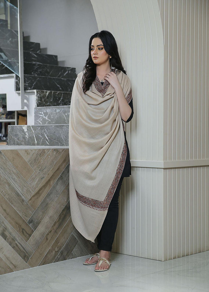 Sanaulla Exclusive Range  Pashmina  Mama D-45 Fawn - Women Shawls