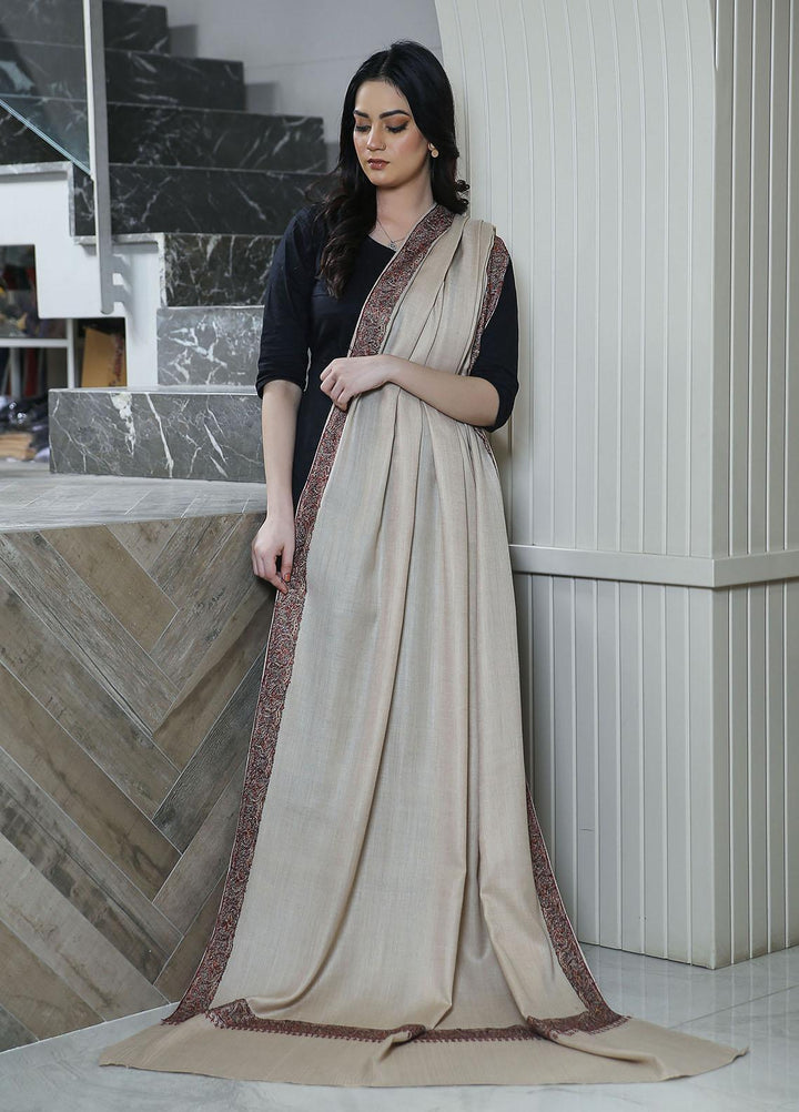 Sanaulla Exclusive Range  Pashmina  Mama D-45 Fawn - Women Shawls