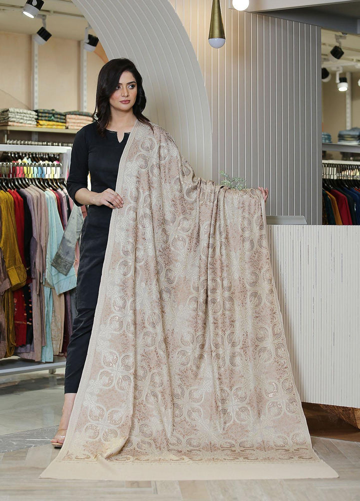 Sanaulla Exclusive Range  Pashmina  KPS 781 D-31 Fawn - Women Shawls