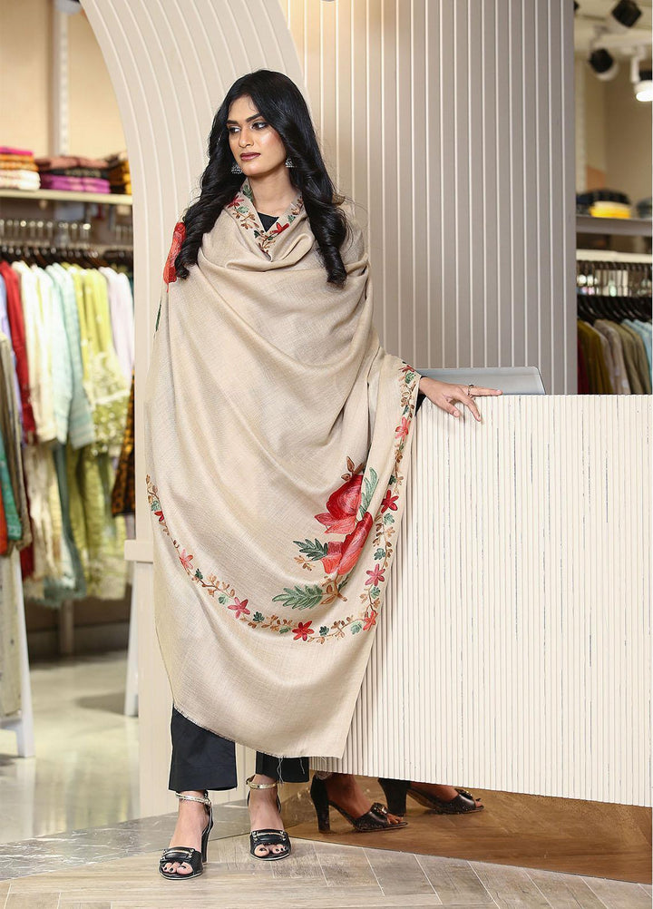 Sanaulla Exclusive Range  Pashmina  Mama D-41 L Brown 07 - Women Shawls