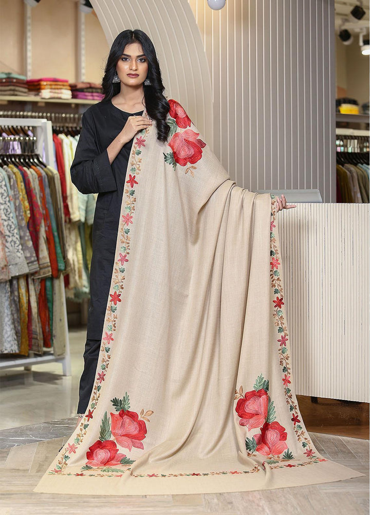 Sanaulla Exclusive Range  Pashmina  Mama D-41 L Brown 07 - Women Shawls