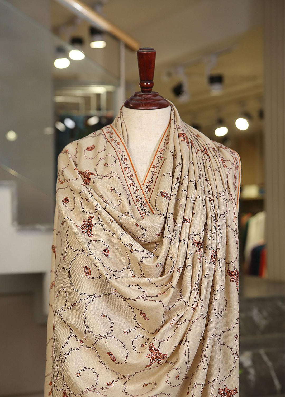 Sanaulla Exclusive Range  Pashmina  Mama D-46 Fawn - Women Shawls