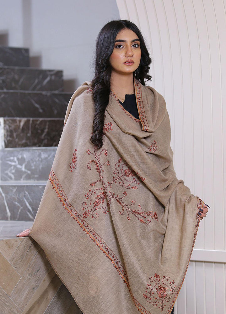 Sanaulla Exclusive Range  Pashmina  Mama D-42 L Brown 01 - Women Shawls