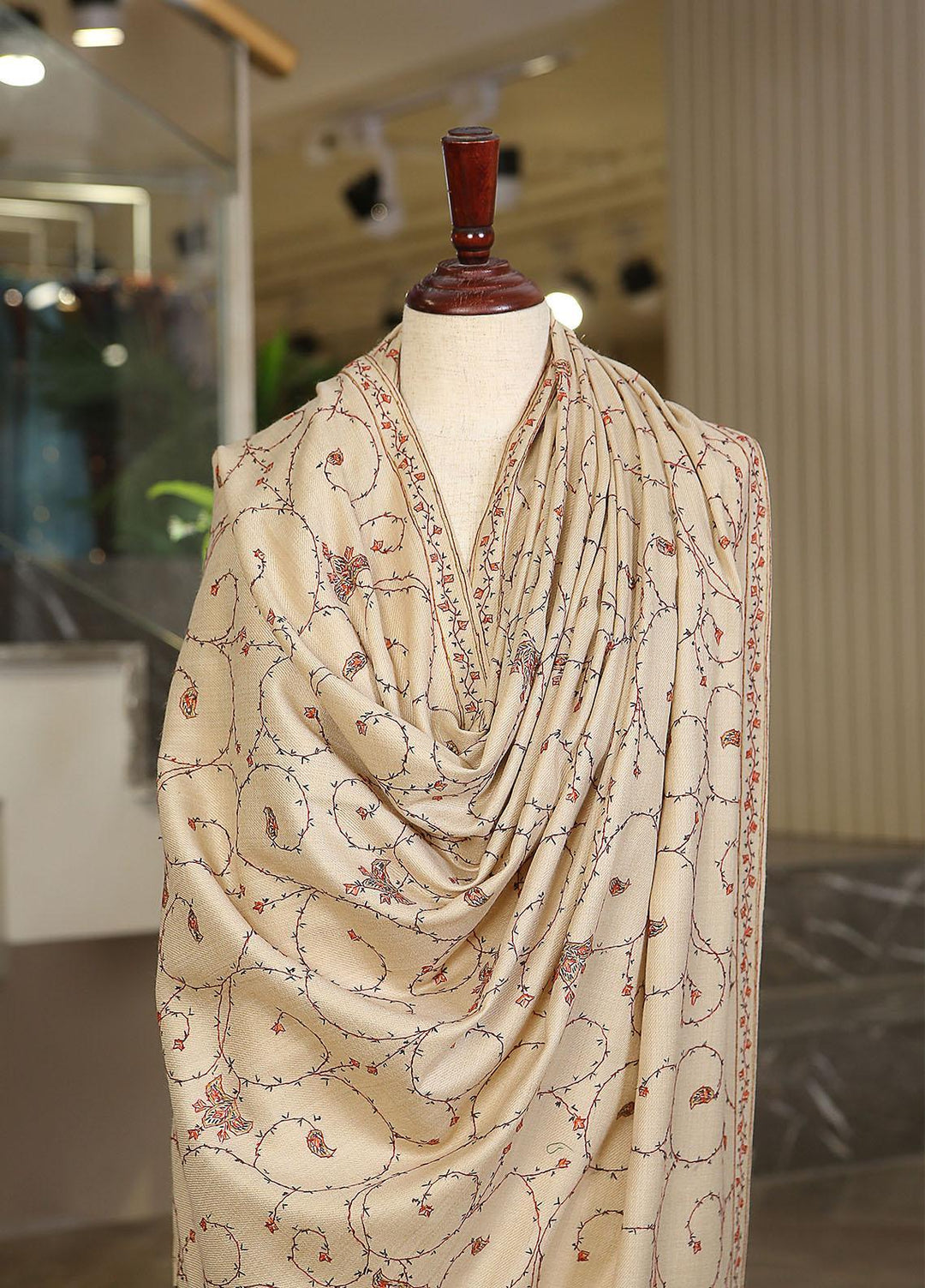 Sanaulla Exclusive Range  Pashmina  Mama D-46 Fawn 01 - Women Shawls