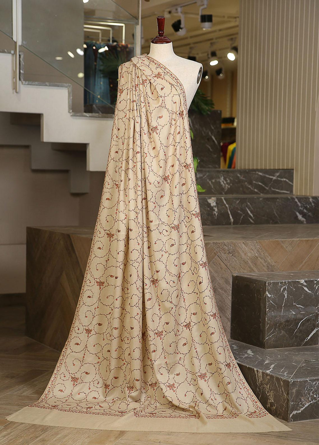 Sanaulla Exclusive Range  Pashmina  Mama D-46 Fawn 01 - Women Shawls