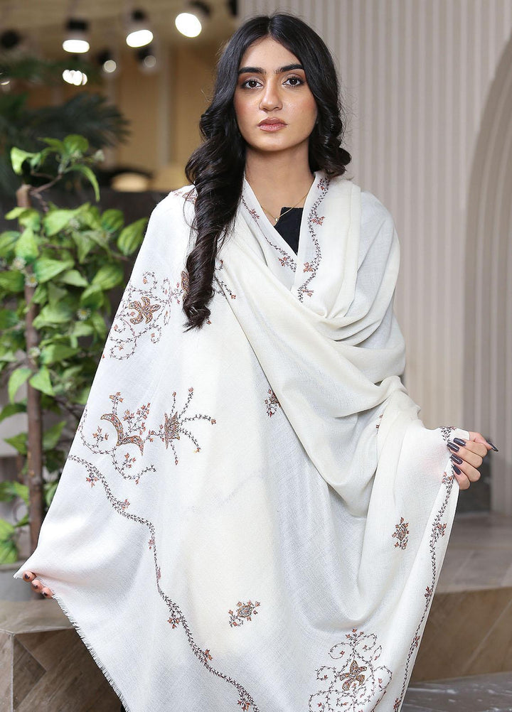 Sanaulla Exclusive Range  Pashmina  Mama D-42 Off White - Women Shawls