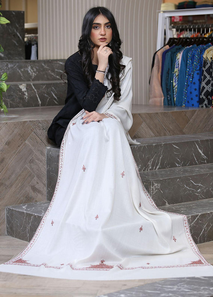 Sanaulla Exclusive Range  Pashmina  Mama D-42 Off White 01 - Women Shawls