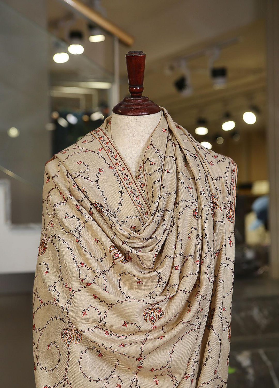 Sanaulla Exclusive Range  Pashmina  Mama D-46 Fawn 04 - Women Shawls