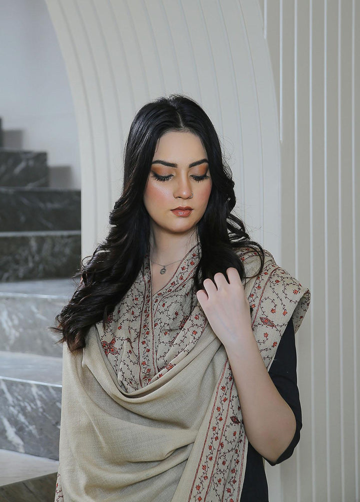 Sanaulla Exclusive Range  Pashmina  KPS 781 D-09 Fawn 1 - Women Shawls