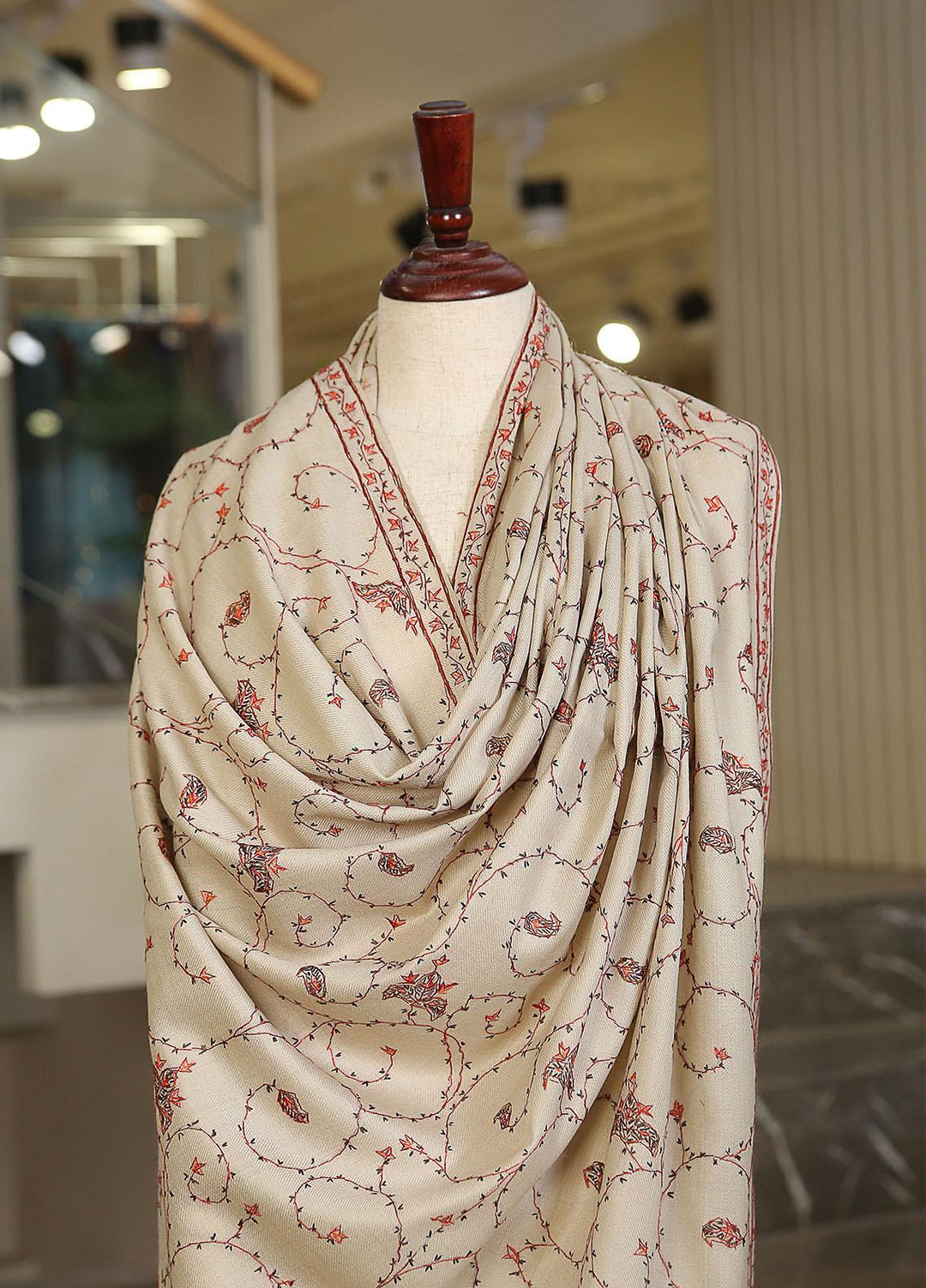 Sanaulla Exclusive Range  Pashmina  Mama D-46 Cream 01 - Women Shawls